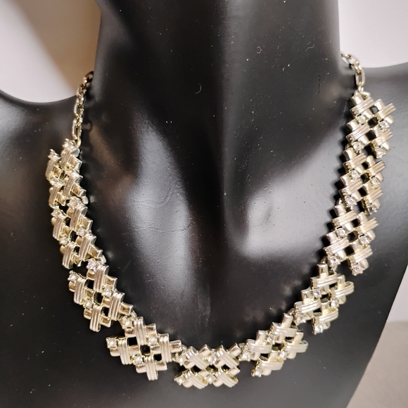 Vintage Silver/Gold Tone Coro Crystal Choker - Picture 10 of 11